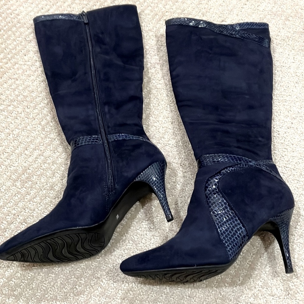 Impo blue suede knee high boots